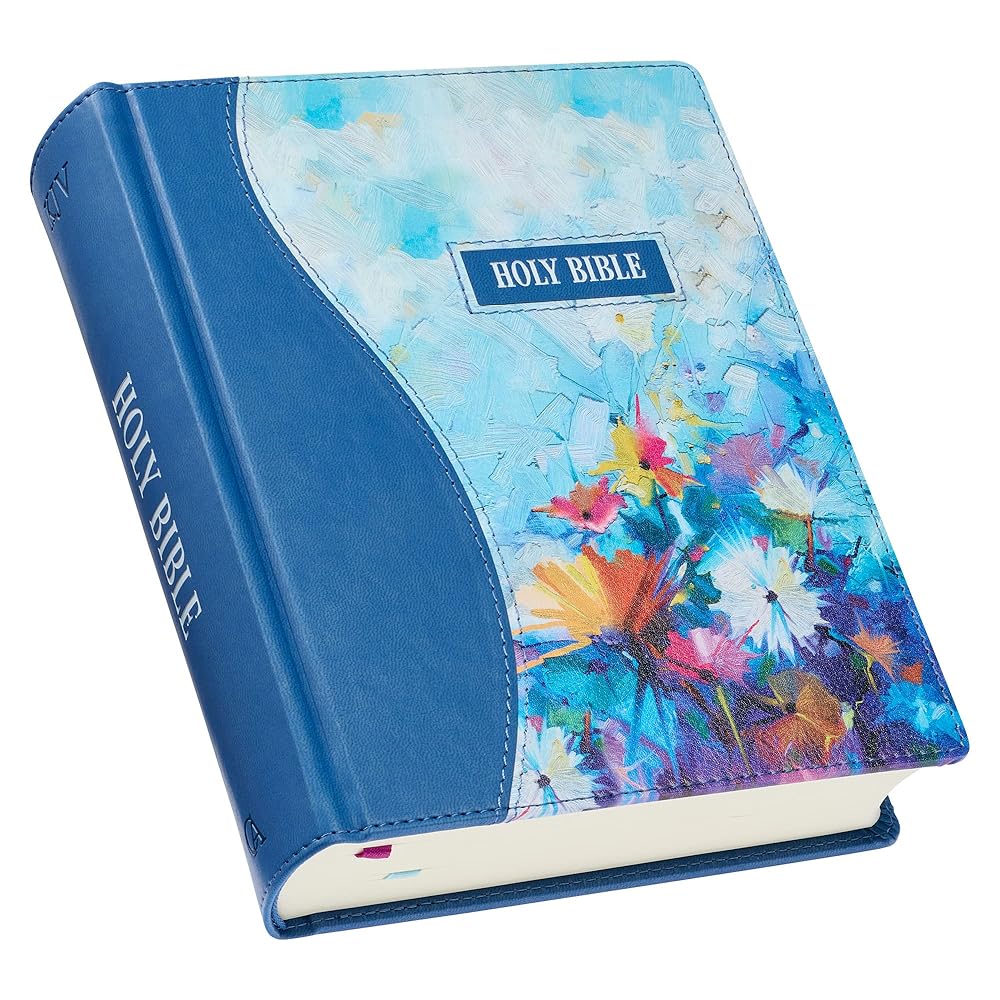 KJV Holy Bible, Note-taking Bible, Faux Leather Hardcover - King James Version, Blue Floral Printed (KJV Note-taking Editions) cover image