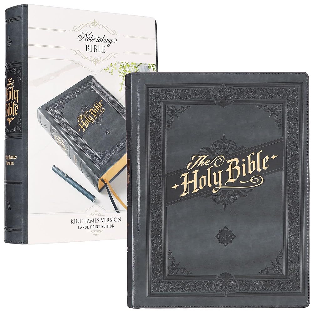 KJV Holy Bible, Large Print Note-taking Bible, Faux Leather Hardcover King James Version, Gray (KJV Note-taking Editions) cover image