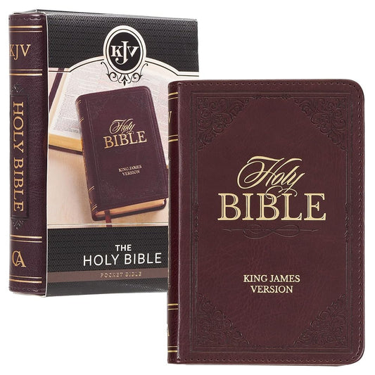 KJV Holy Bible, Mini Pocket Size, Faux Leather Red Letter Edition - Ribbon Marker, King James Version, Burgundy (KJV Pocket Editions) cover image