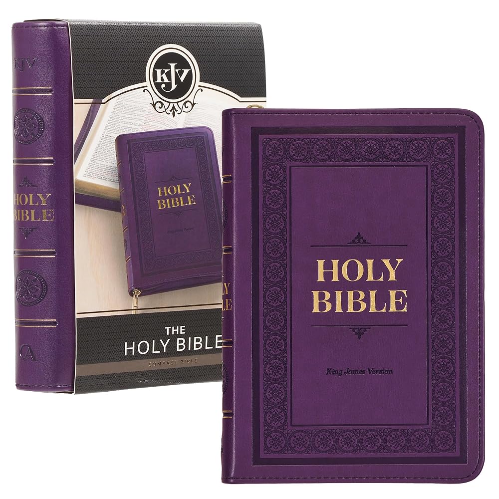 KJV Holy Bible, Compact Faux Leather Red Letter Edition Ribbon Marker, King James Version, Iris Purple, Zipper Closure (KJV Compact Editions) cover image