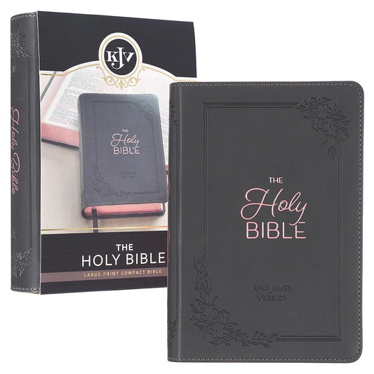 KJV Holy Bible, Compact Large Print Faux Leather Red Letter Edition Ribbon Marker, King James Version, Cobalt Gray (KJV Compact LP Editions) cover image