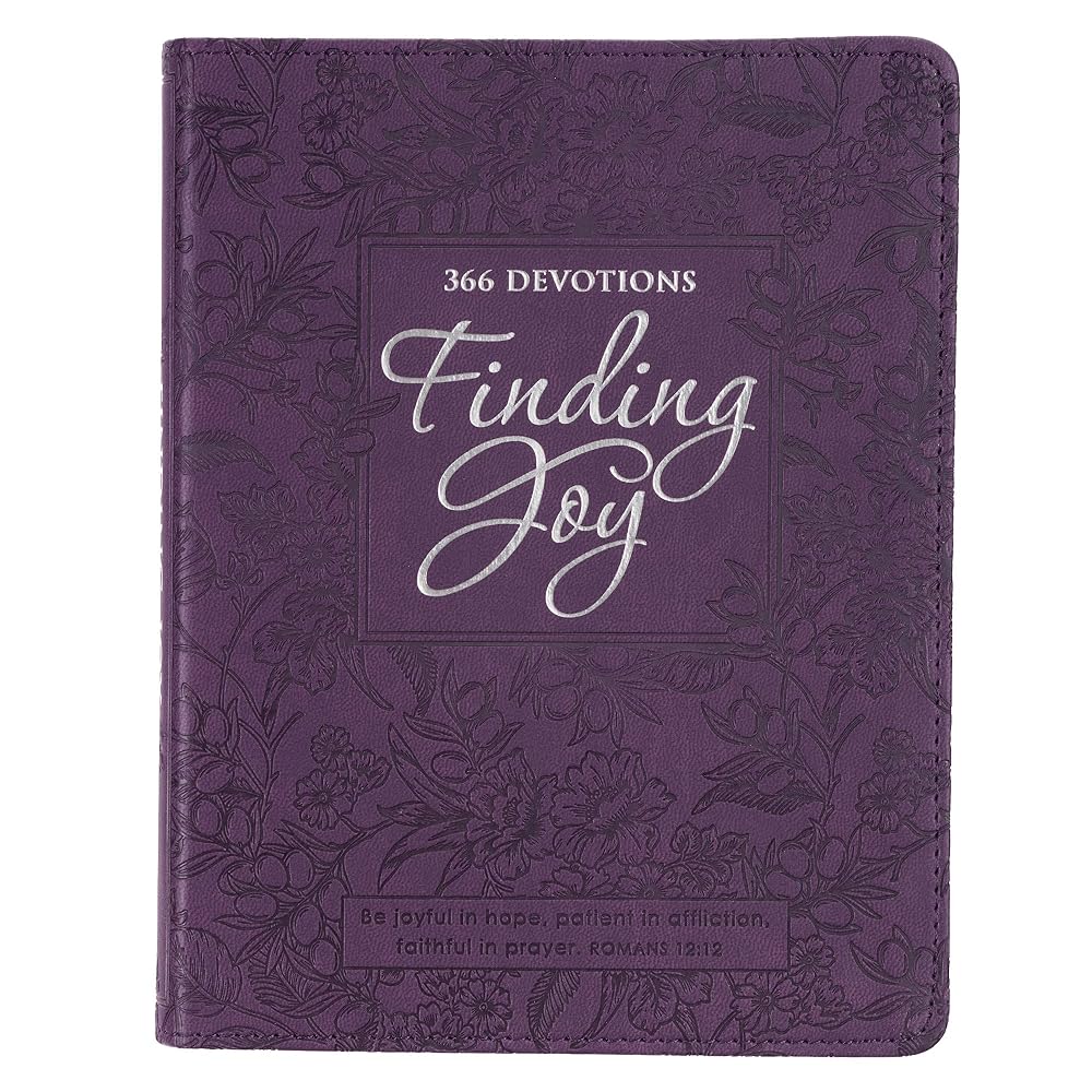 Finding Joy - 366 Devotions, Purple Floral Faux Leather Devotional for Women cover image