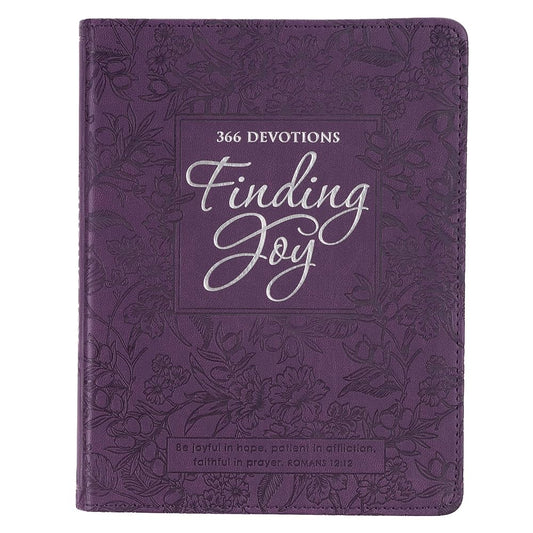 Finding Joy - 366 Devotions, Purple Floral Faux Leather Devotional for Women cover image