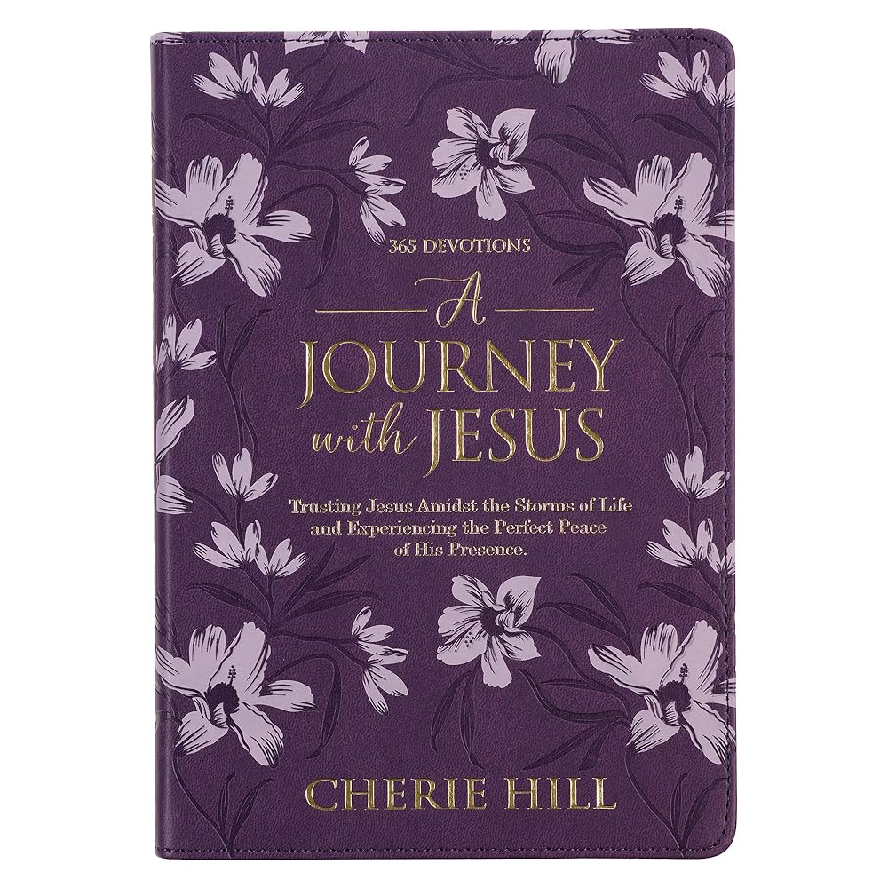 A Journey with Jesus 365 Devotions for Women, Purple Floral Faux Leather Flexcover cover image