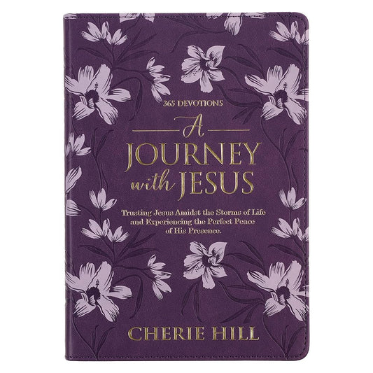 A Journey with Jesus 365 Devotions for Women, Purple Floral Faux Leather Flexcover cover image