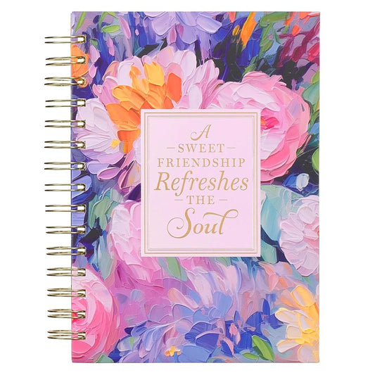 With Love Inspirational Journal A Sweet Friendship Refreshes the Soul Multicolor Painted Floral, 192 Ruled Pages, Large Wirebound Notebook (8.4" x 6.4" x 1") cover image