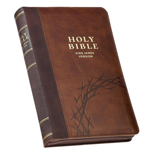 KJV Holy Bible, Deluxe Gift Bible with Thumb Tabs, Ribbon Marker, King James Version, Faux Leather, Amazing Grace, Zipper Closure cover image