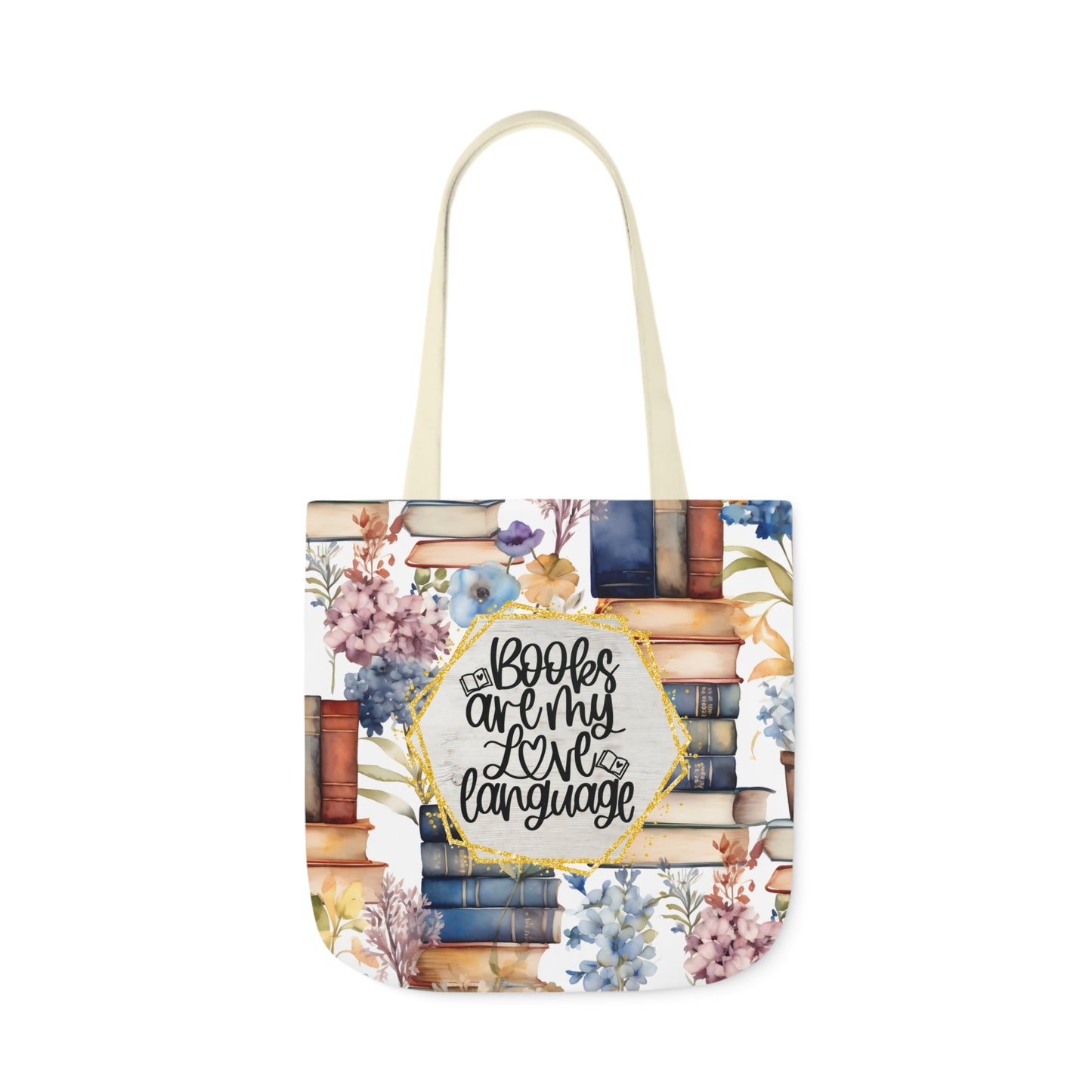 Books Are My Love Language Polyester Canvas Tote Bag