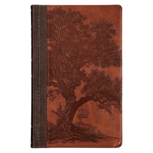 KJV Holy Bible, Giant Print Standard Size Red Letter Edition, Thumb Index Tabs & Ribbon Marker, King James Version, Vegan Leather, Brown, 14 pt. Type