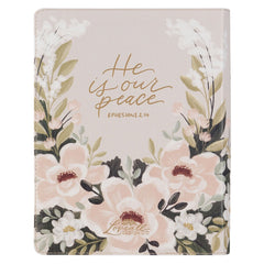 KJV Holy Bible, Note-taking Bible, Vegan Leather - King James Version, Cream Floral Printed