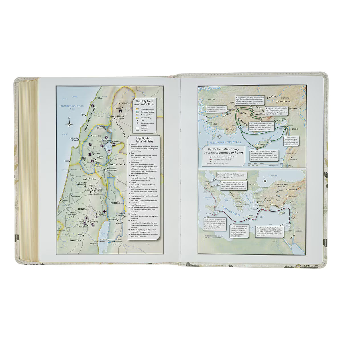 KJV Holy Bible, Note-taking Bible, Vegan Leather - King James Version, Cream Floral Printed
