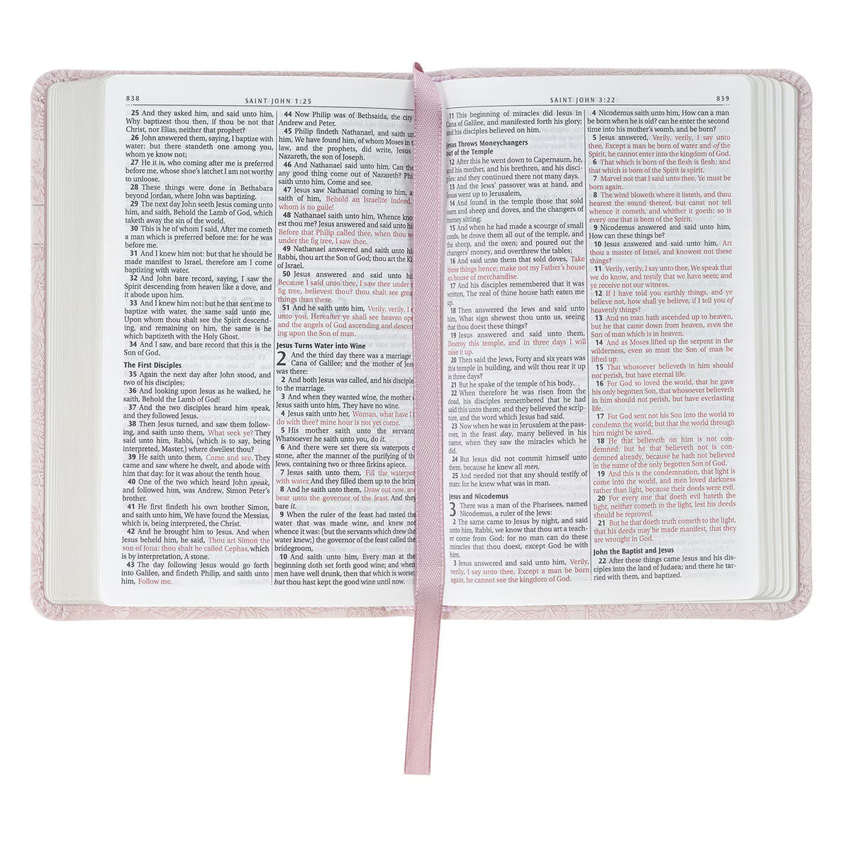 KJV Holy Bible, Mini Pocket Size, Red Letter Edition, Reading Plan, Thematic Verse Finder, Ribbon Bookmark, King James Version, Vegan Leather, Pink, 5.6" x 3.9" (KJV Pocket Editions)