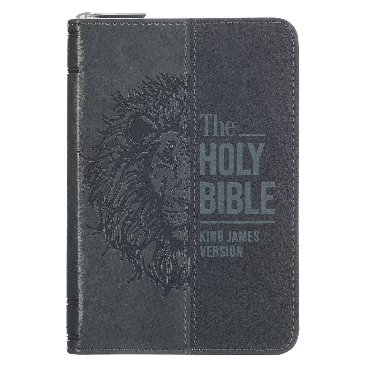 KJV Holy Bible, Mini Pocket Size, Red Letter, Reading Plan, Thematic Verse Finder, Ribbon Bookmark, King James Version, Vegan Leather, Black/Gray Zipper Closure, 6.2" x 4.3" (KJV Pocket Editions)