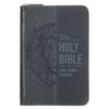 KJV Holy Bible, Mini Pocket Size, Red Letter, Reading Plan, Thematic Verse Finder, Ribbon Bookmark, King James Version, Vegan Leather, Black/Gray Zipper Closure, 6.2" x 4.3" (KJV Pocket Editions)