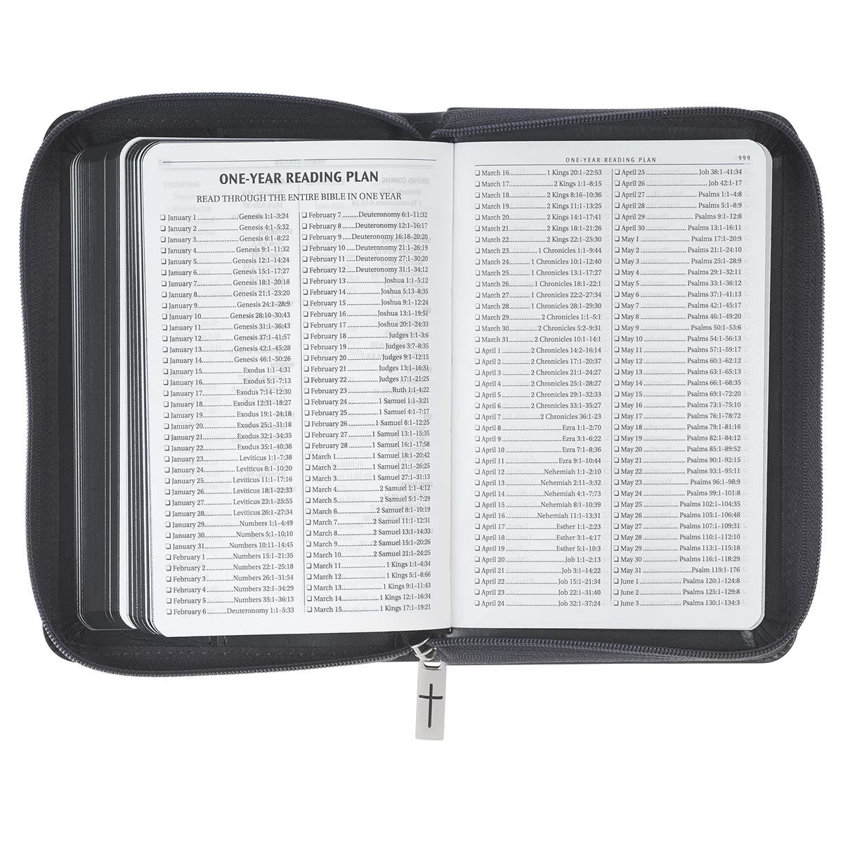 KJV Holy Bible, Mini Pocket Size, Red Letter, Reading Plan, Thematic Verse Finder, Ribbon Bookmark, King James Version, Vegan Leather, Black/Gray Zipper Closure, 6.2" x 4.3" (KJV Pocket Editions)