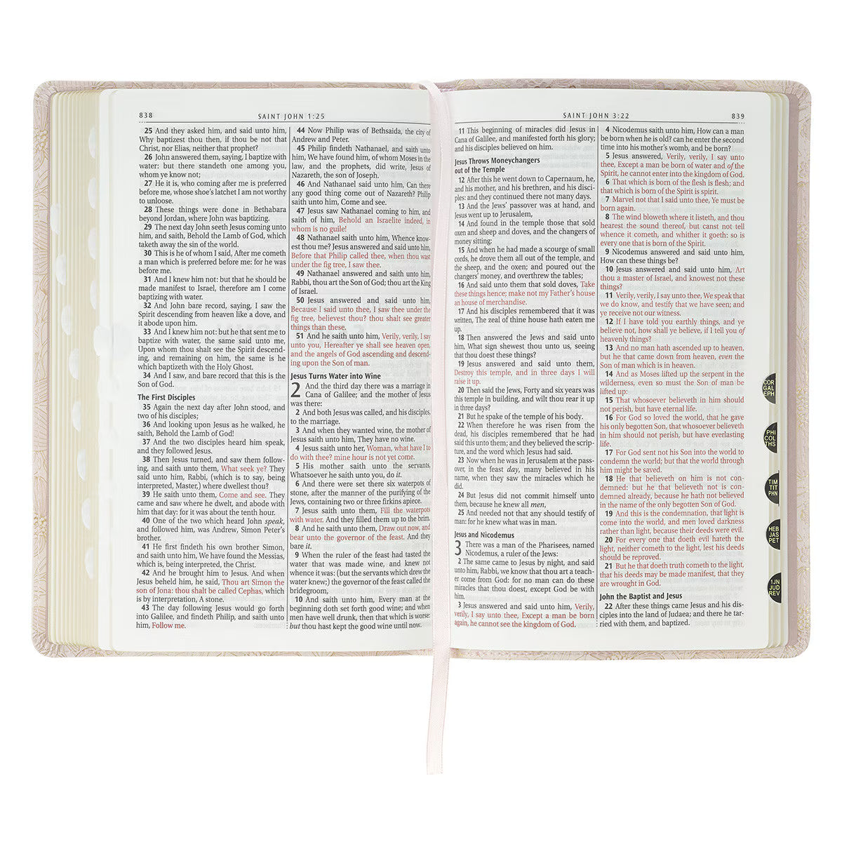 KJV Holy Bible, Deluxe Gift Bible with Thumb Tabs, Ribbon Marker, King James Version, Faux Leather, Pink