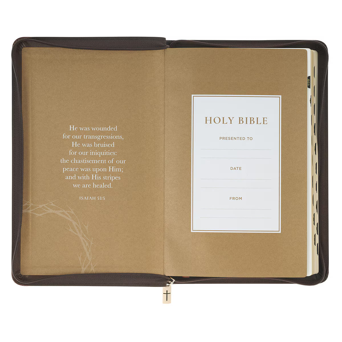 KJV Holy Bible, Deluxe Gift Bible with Thumb Tabs, Ribbon Marker, King James Version, Faux Leather, Amazing Grace, Zipper Closure